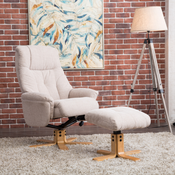 Dubai Recliner Chair & Footstool in Lisbon Wheat